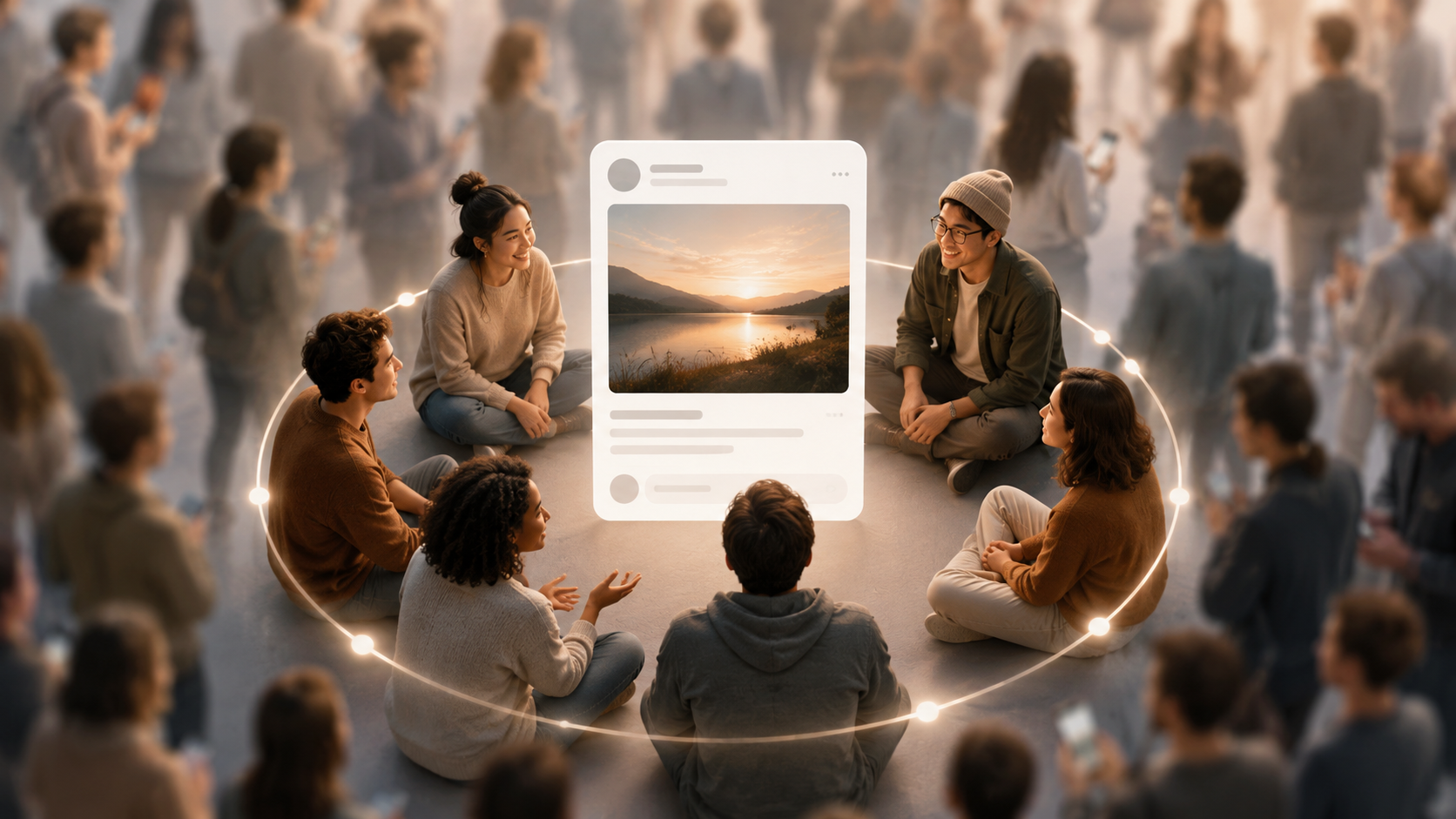 A social media post shared with a small connected group instead of a large viral audience.